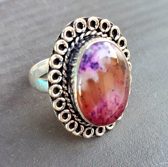 New Dyed Dendritic Opal 925 Silver Ring. - Picture 5 of 14